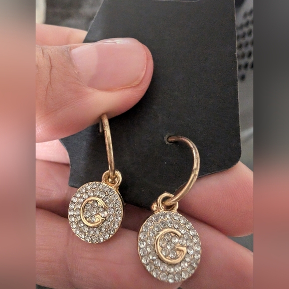 Gold Crystal Initial Earrings - Picture 4 of 5